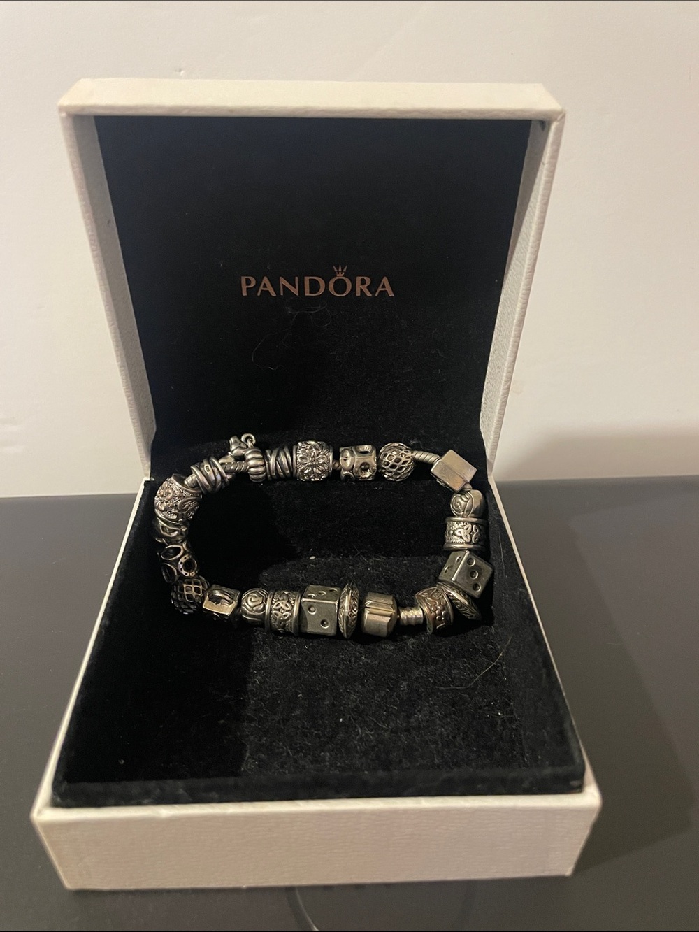 Pandora Silver Charm Bracelet with Dark Silver Accents
